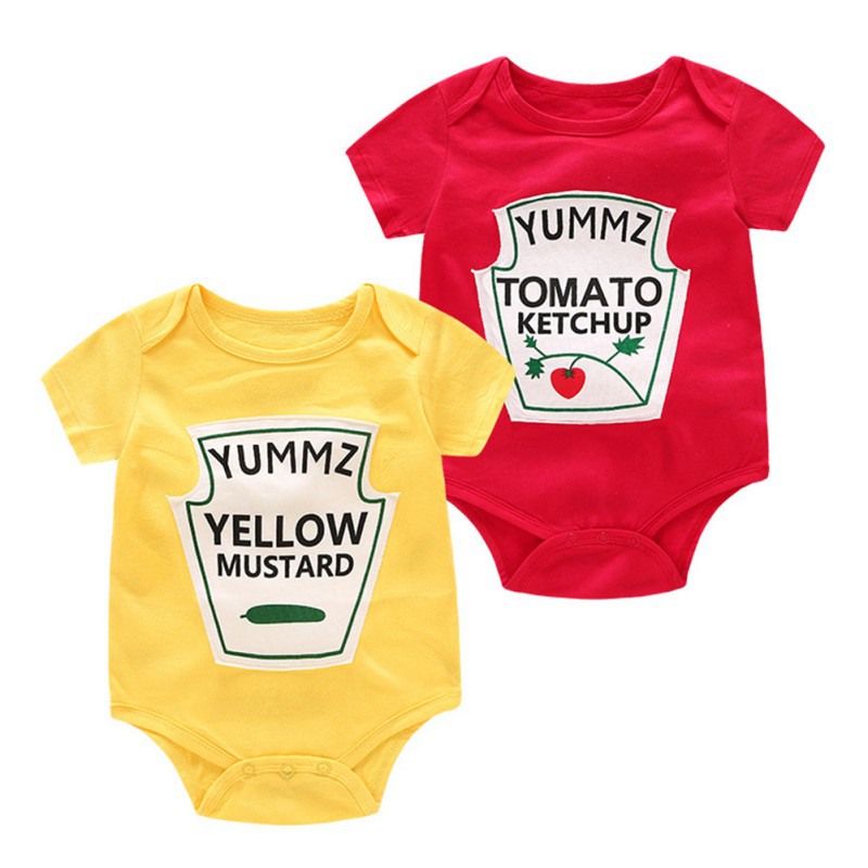 Twin Onesies Mustard and Ketchup Costume